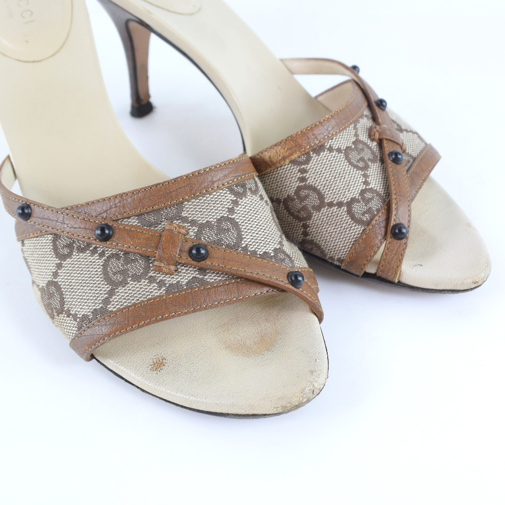 GUCCI Mule Sandals Brown GG canvas Women | eBay