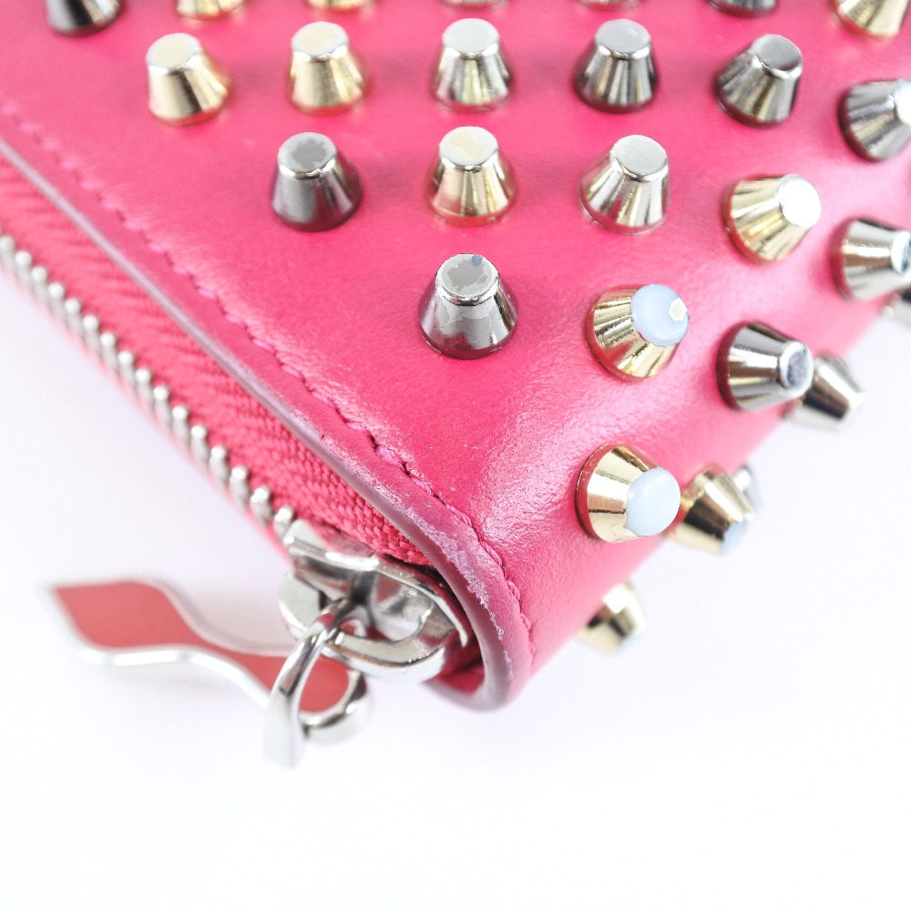 AUTHENTIC Christian Louboutin 1175161 Studs Zip Around purse pink Calfskin... | eBay