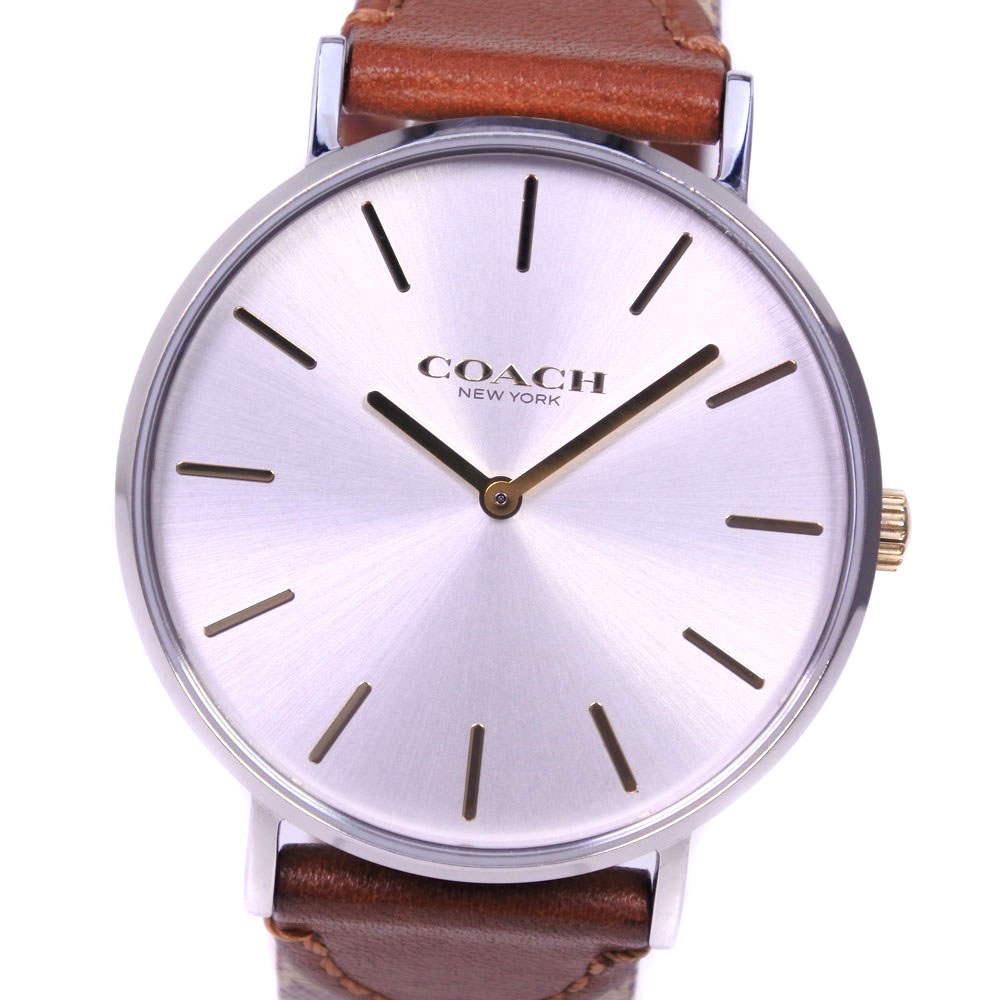 Coach コーチ シグネチャーキャンバス Ca 1 7 14 1601 ステンレススチール レザー ベージュ クオーツ メンズ シルバー文字盤 腕時計 中古 Smasell スマセル 公式通販 サスティナブルアウトレットモール スマセル
