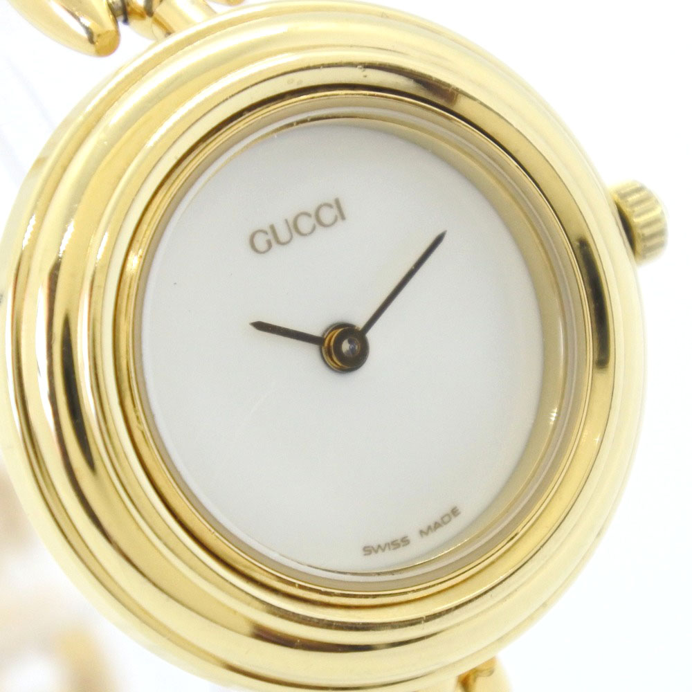 GUCCI 11/12.2 Change bezel Watches gold Gold Plated Women WhiteDial | eBay