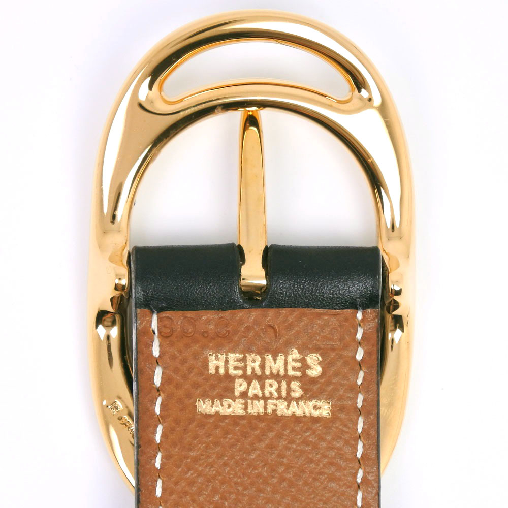 HERMES 31.5&quot; belt black/gold Box calfskin unisex | eBay