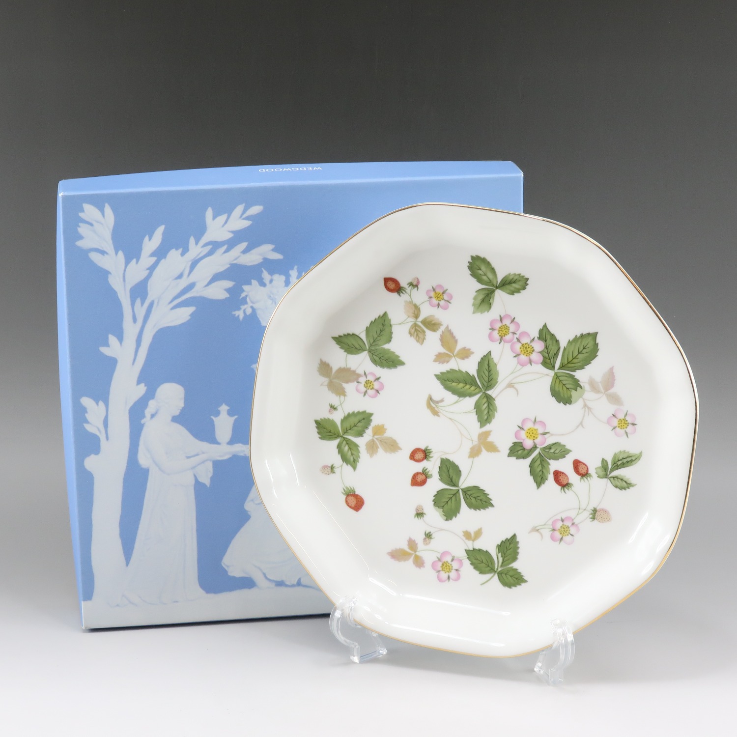 【Wedgwood】ウェッジウッド ワイルドストロベリー オクタゴナルディッシュ×1 ポーセリン _ 食器【未使用】