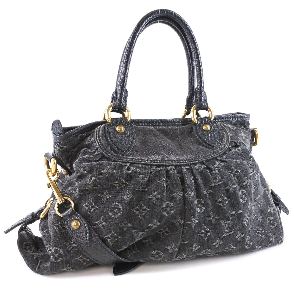 AUTHENTIC LOUIS VUITTON M95351 Neo cany MM Handbag black Monogram denim Women | eBay