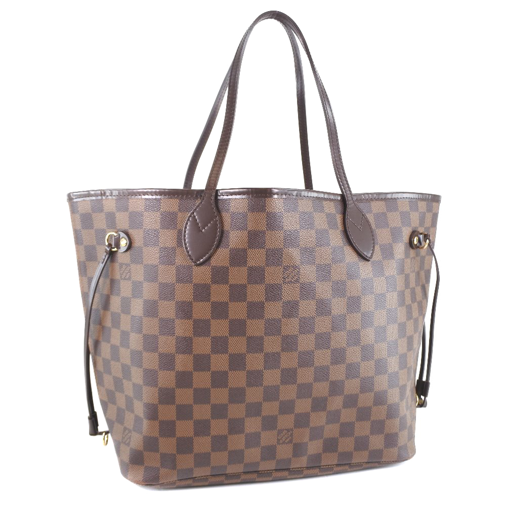 Authentic Louis Vuitton N51105 Neverfull Mm Tote Bag Brown Damier
