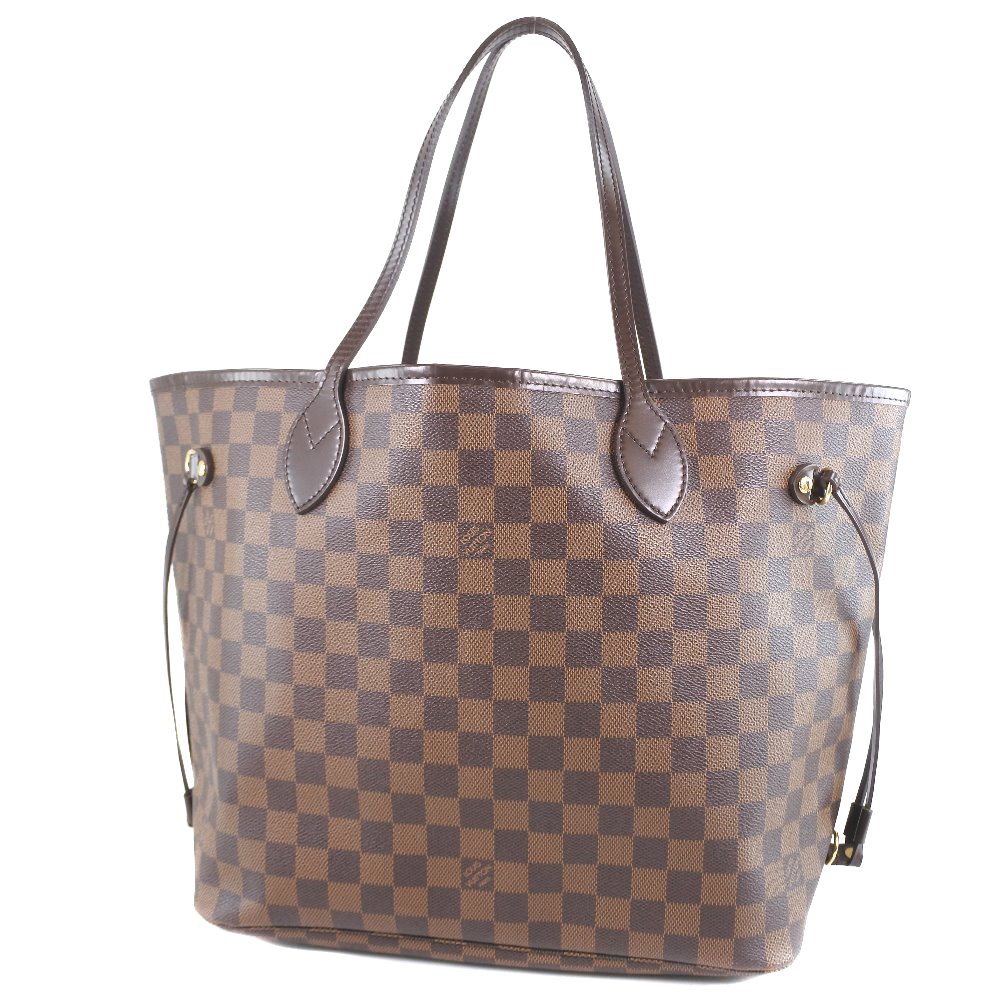 AUTHENTIC LOUIS VUITTON N51105 Neverfull MM Tote Bag Brown Damier canvas Women | eBay