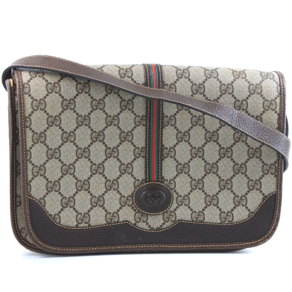 GUCCI Vintage Shoulder Bag Brown GGP lats Women | eBay