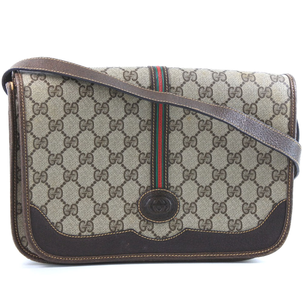 gucci travel bag ebay women GUCCI Vintage Shoulder Bag Brown GGP lats Women | eBay
