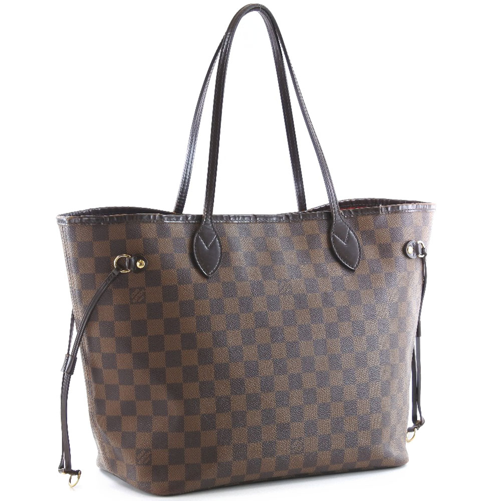 AUTHENTIC LOUIS VUITTON N51105 Neverfull MM Tote Bag Brown Damier canvas Women | eBay