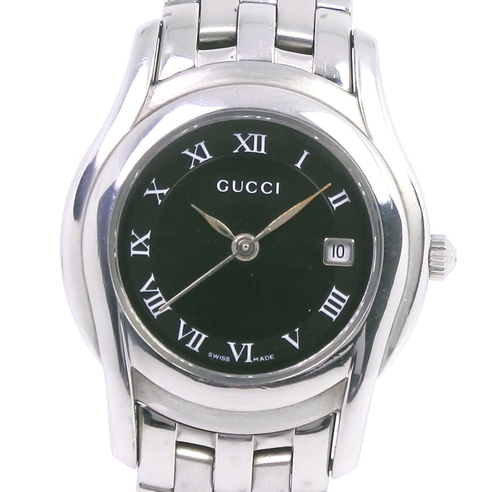 GUCCI 5500L Watches Silver/black Stainless Steel Women blackDial ...
