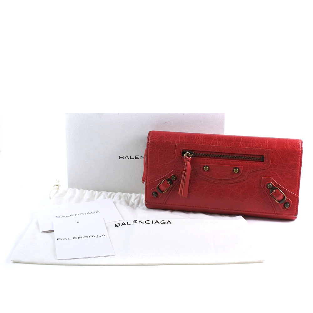 Balenciaga バレンシアガ カーフ 赤 レディース 長財布 中古 Smasell スマセル 公式通販 サスティナブルアウトレットモール スマセル