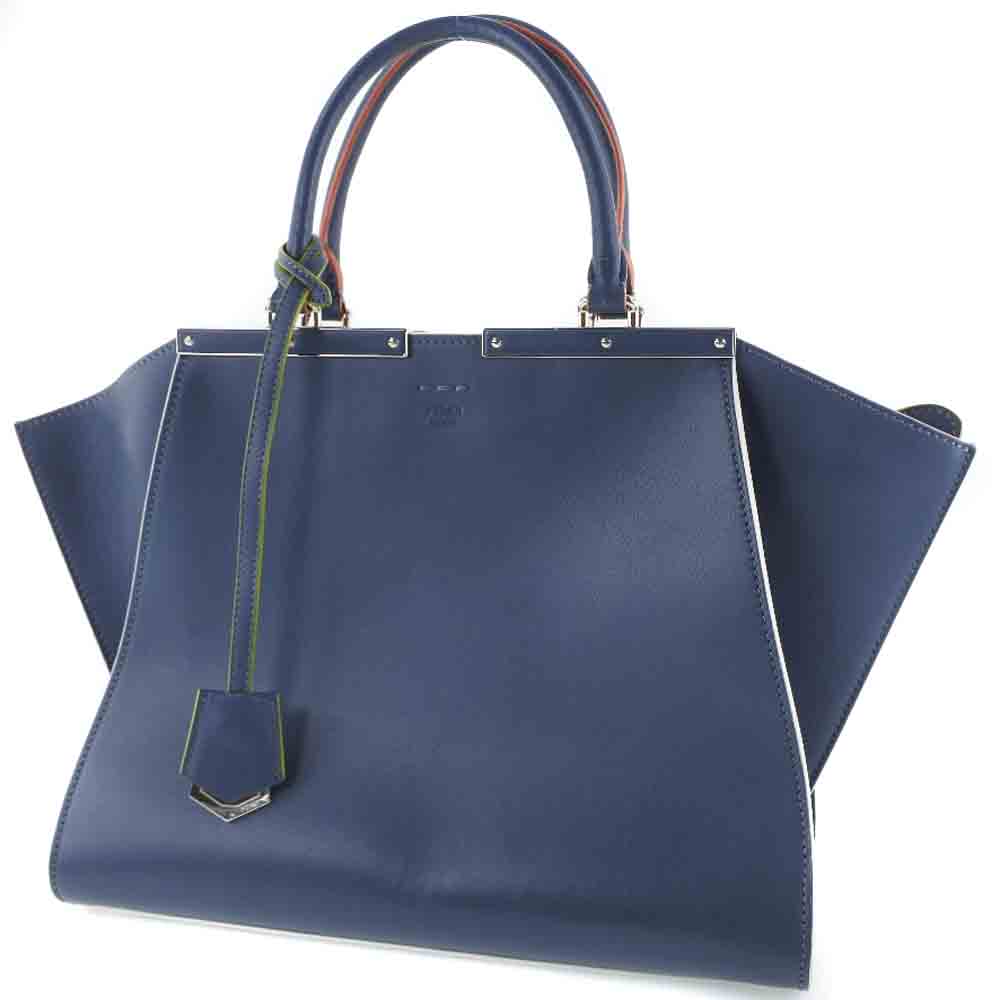 FENDI】フェンディ トロワジュール 2WAYショルダー 8BH279 カーフ 青 ...