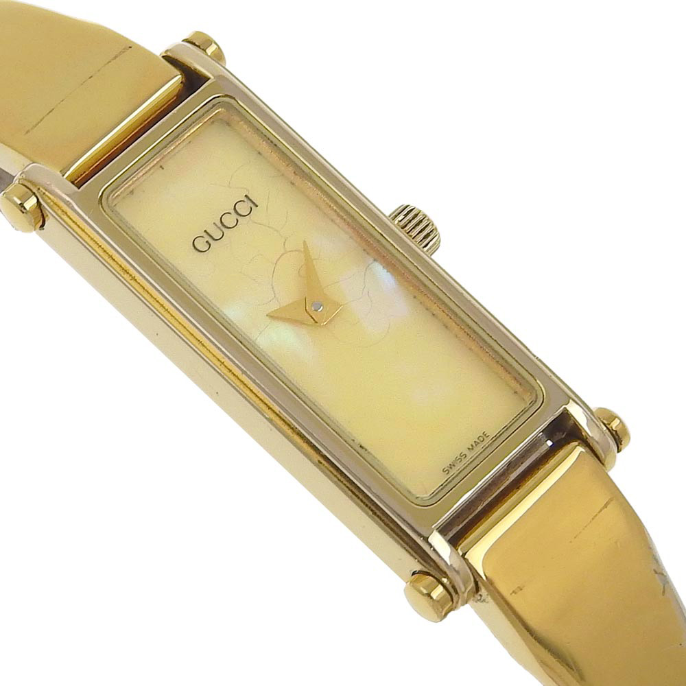 正規店得価 グッチ 1500L ステンレススチール クオーツ アナログ表示 レディース 黒文字盤 腕時計：質にしきの