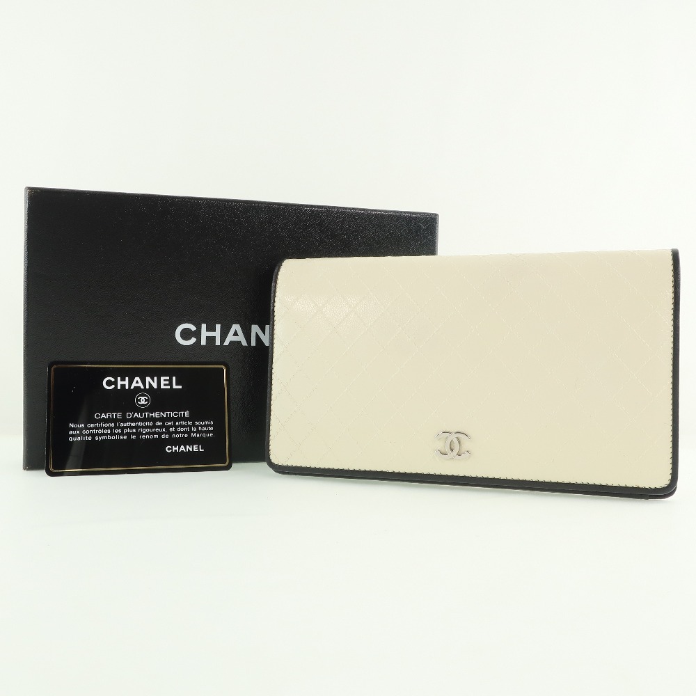 CHANEL シャネル ビコローレ 長財布 レザー 白-