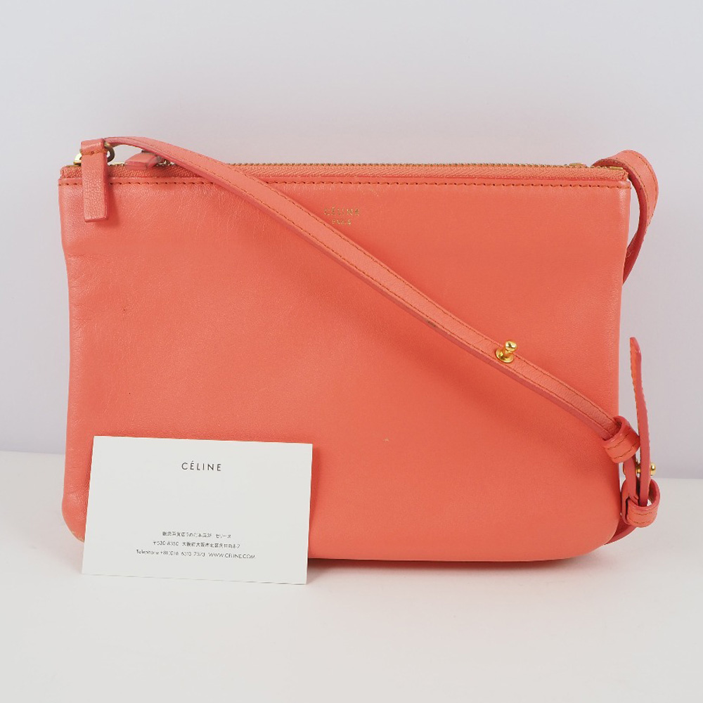 CELINE】セリーヌ トリオスモール 165113ETA ラムスキン コーラル ...