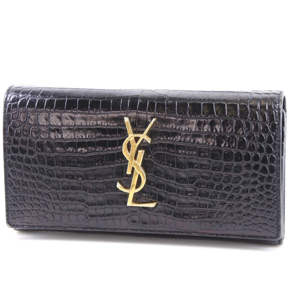 AUTHENTIC SAINT LAURENT PARIS 372266 YSL purse black/gold Calfskin ...