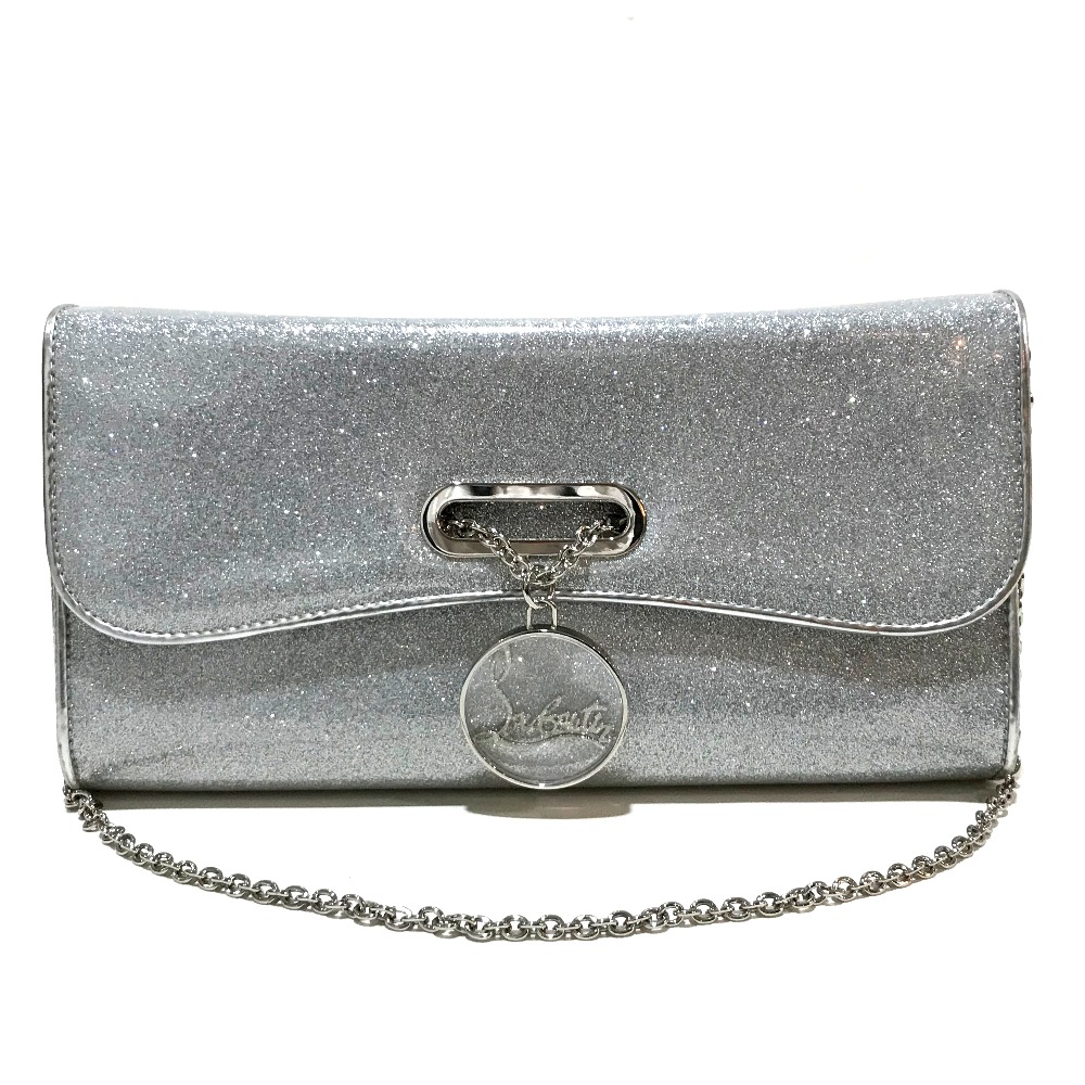 louboutin silver clutch