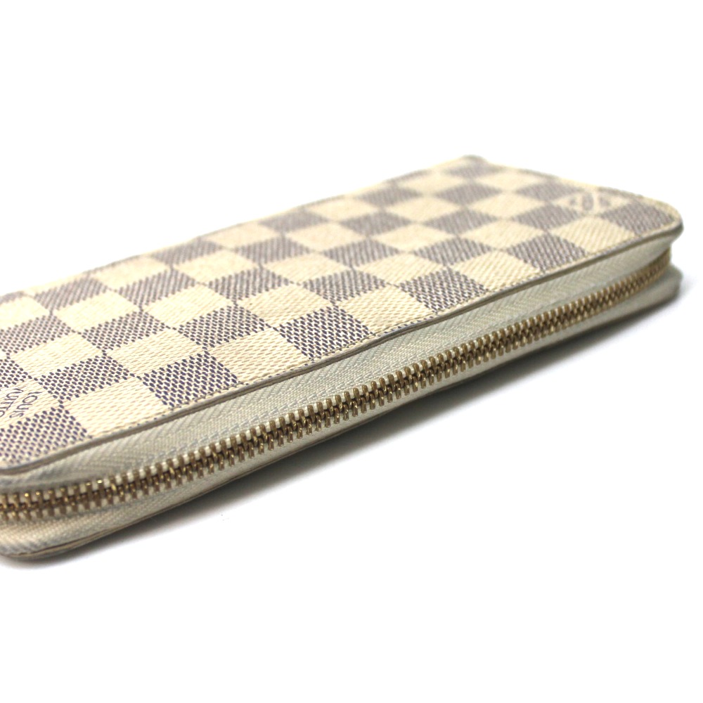 Authenticated Used LOUIS VUITTON Louis Vuitton Long Wallet Damier Azur  Zippy N60019 White Women's Men's 