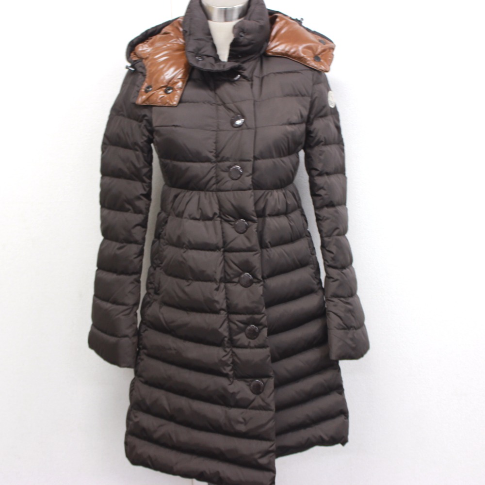 AUTHENTIC MONCLER JURA Down Coat Long Hooded Jacket Dark Brown Size0 | eBay
