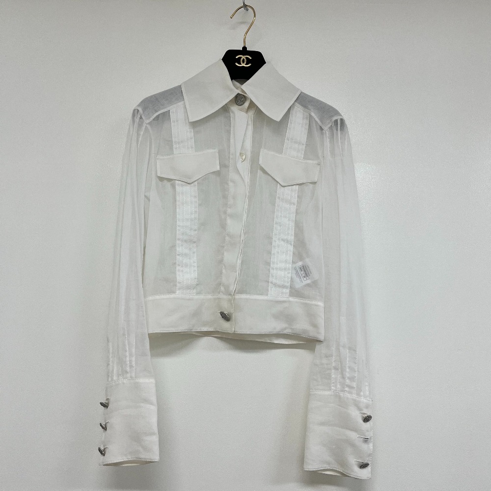 chanel crisp white blouse