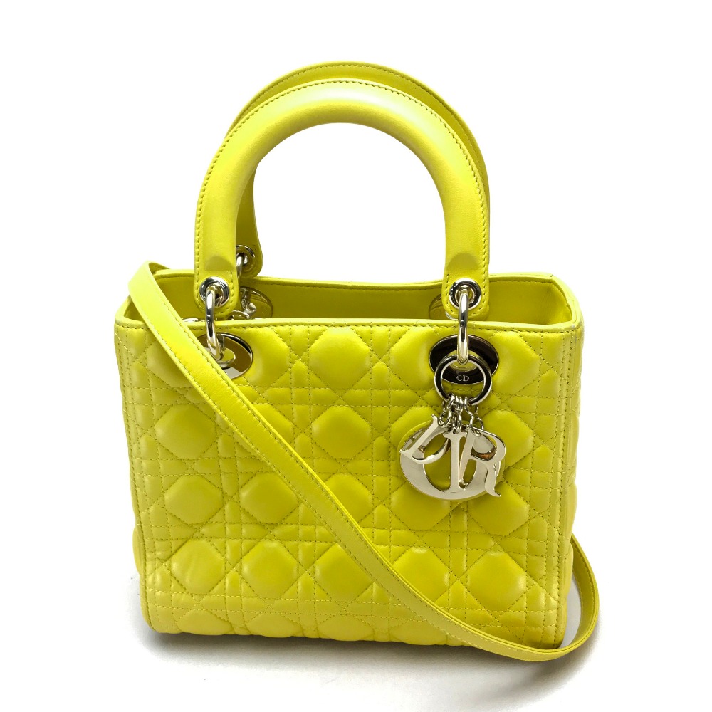 AUTHENTIC CHRISTIAN DIOR Lady Dior Hand Bag Shoulder Bag 2way bag ...