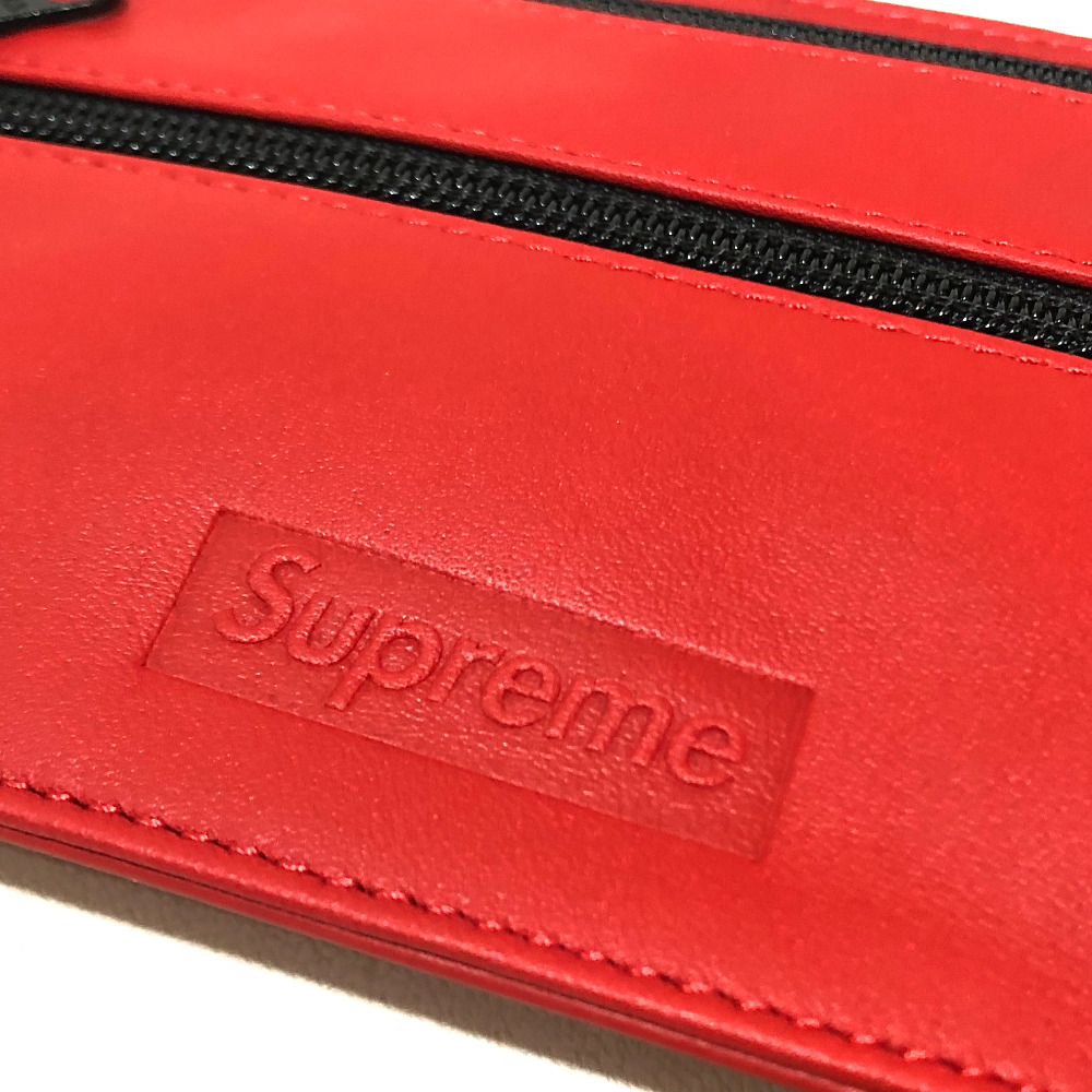 AUTHENTIC UNUSED SUPREME 19SS Leather Waist / Shoulder Pouch Hip bag Red Leather | eBay