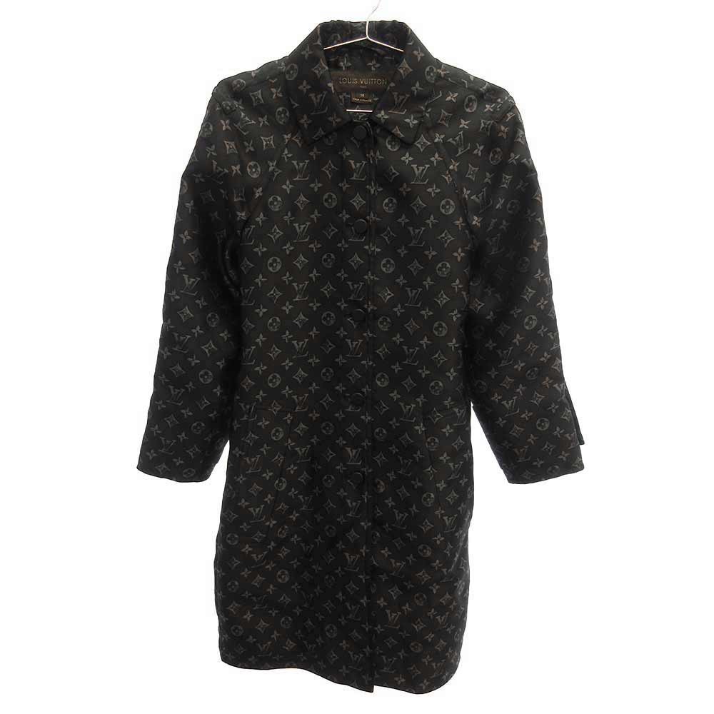 LOUIS VUITTON Monogram Silk Blend Trench Coat FAC035QTU Women&#39;s Black | eBay