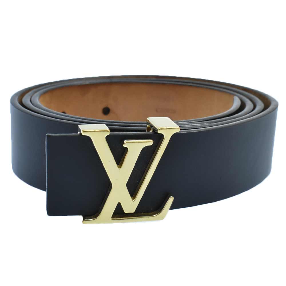 Louis Vuitton belt. Black and Grey with gold emblem.