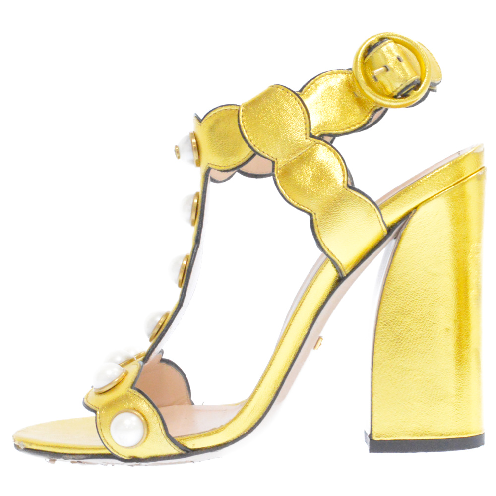 gucci gold pearl sandals