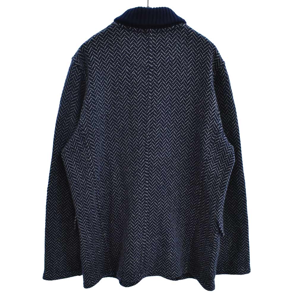 al duca d'aosta Herringbone pattern wool knit blouson navy jacket | eBay