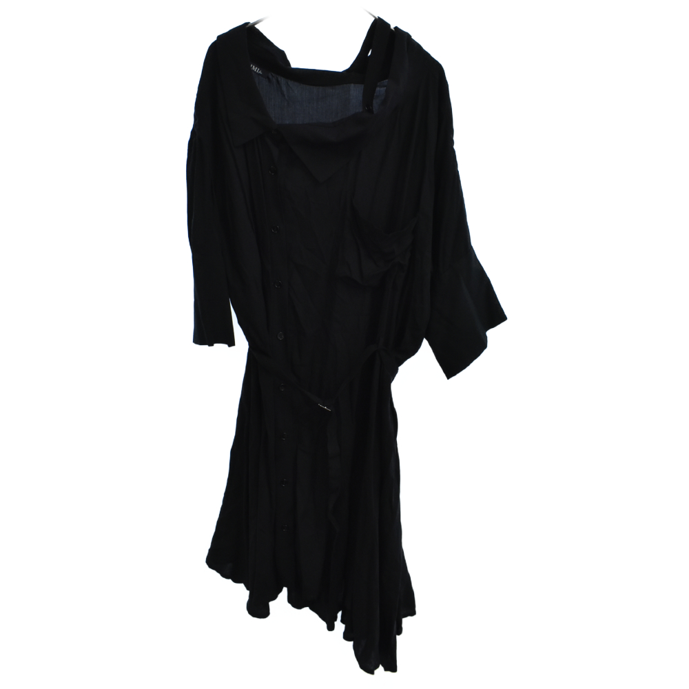 Limi Feu Ld D32 6 Short Sleeve Shirt With Belt One Piece Black Ladies Ebay