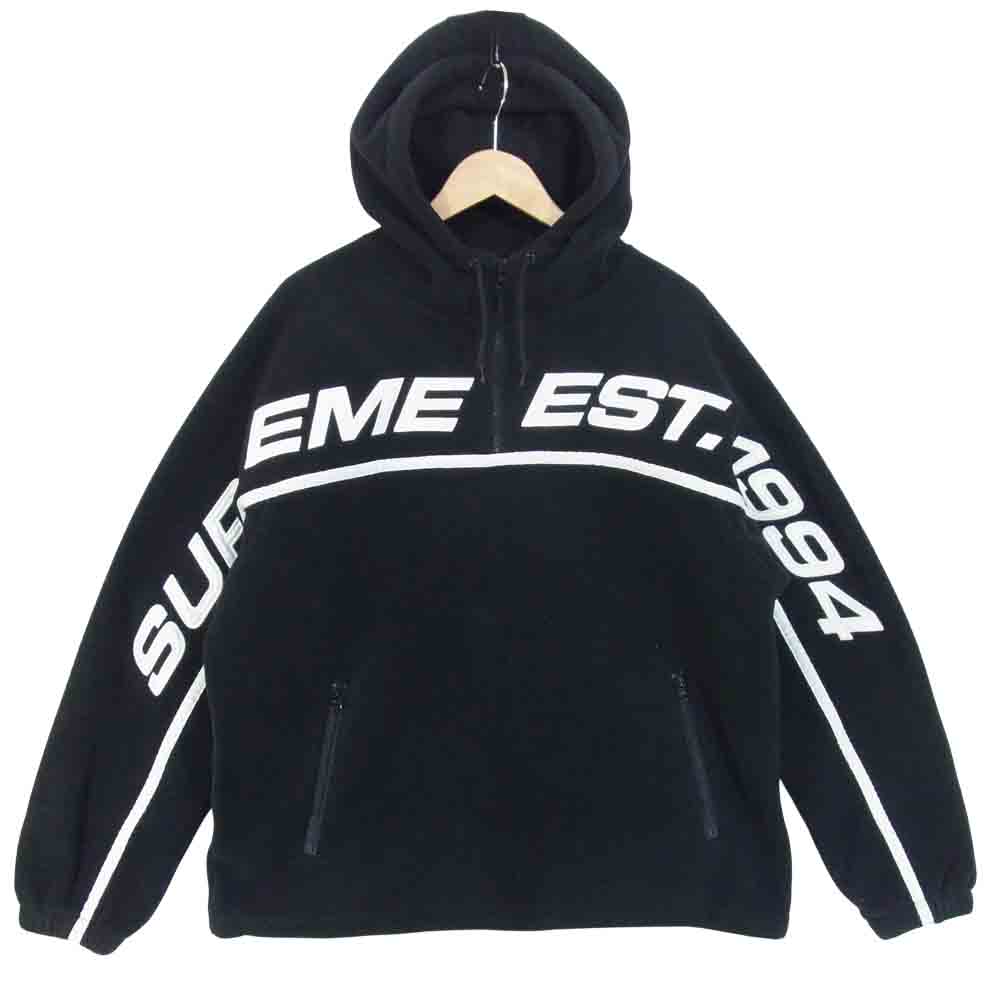 Supreme シュプリーム パーカー 19AW Polartec Half Zip Hooded Sweatshirt ポラーテック ハーフジップ  フード パーカー ブラック系 M