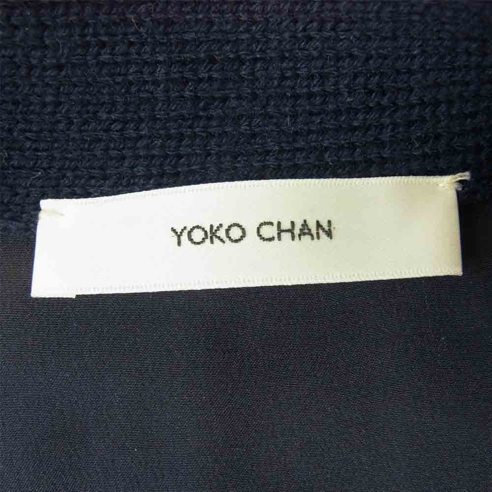 YOKO CHAN ヨーコチャン カーディガン YCN-320-075 シルク切替 ウール カーディガン ネイビー系 36