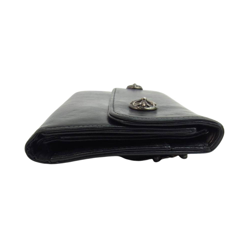CHROME HEARTS クロムハーツ（原本無） 財布 WAVE WALLET ウェーブ クロス ボタン ウォレット ブラック系 -  SMASELL（スマセル）公式通販／サスティナブルアウトレットモール スマセル