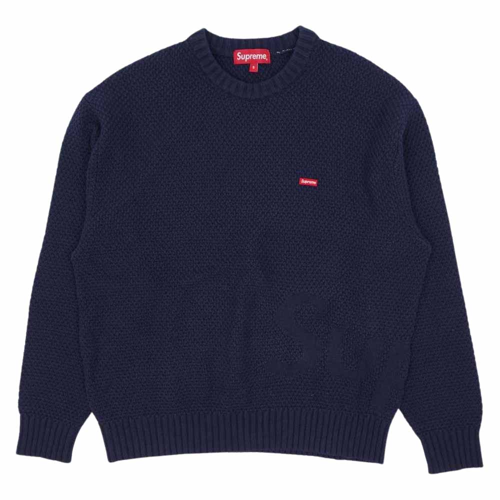 Supreme シュプリーム ニット 20AW Textured Small Box Sweater クルーネック セーター ネイビー系 S