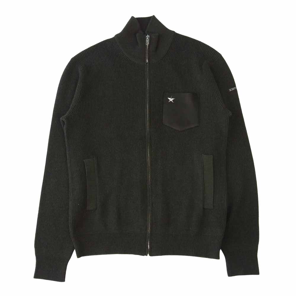 schott ショット ニット 3174008 LEATHER POCKET COMMAND ZIP SWEATER