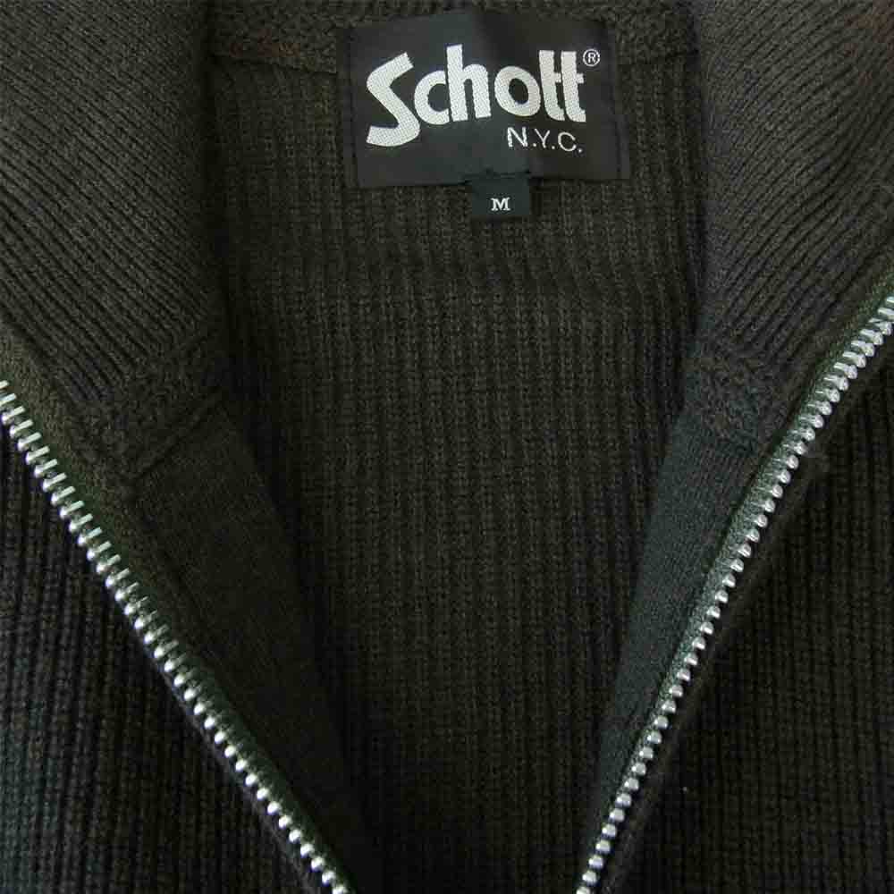 schott ショット ニット 3174008 LEATHER POCKET COMMAND ZIP SWEATER