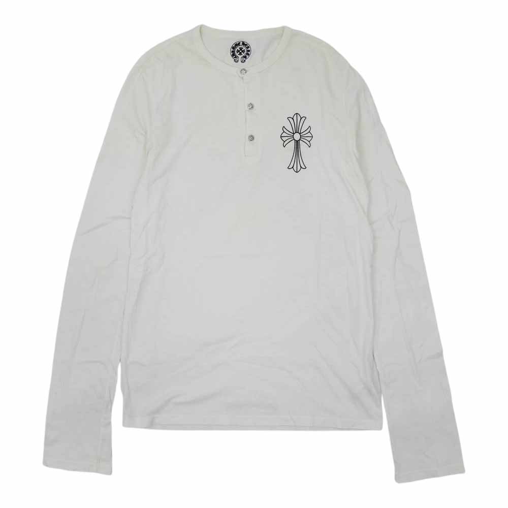 CHROME HEARTS クロムハーツ（原本無） カットソー ヘンリーネック クロスボールボタン カットソー 長袖 ホワイト系 S