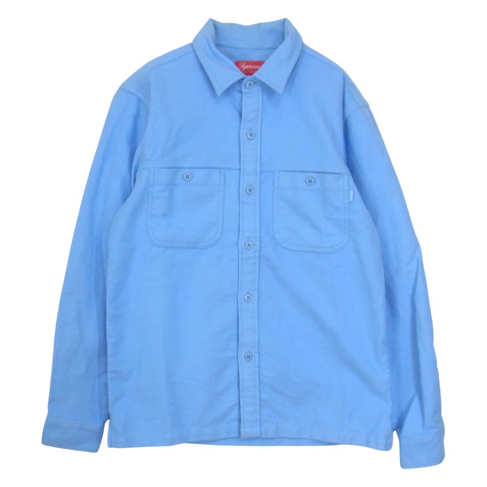 Supreme シュプリーム 長袖シャツ 16AW Moleskin Field Shirt モールスキン フィールドシャツ ブルー ライト