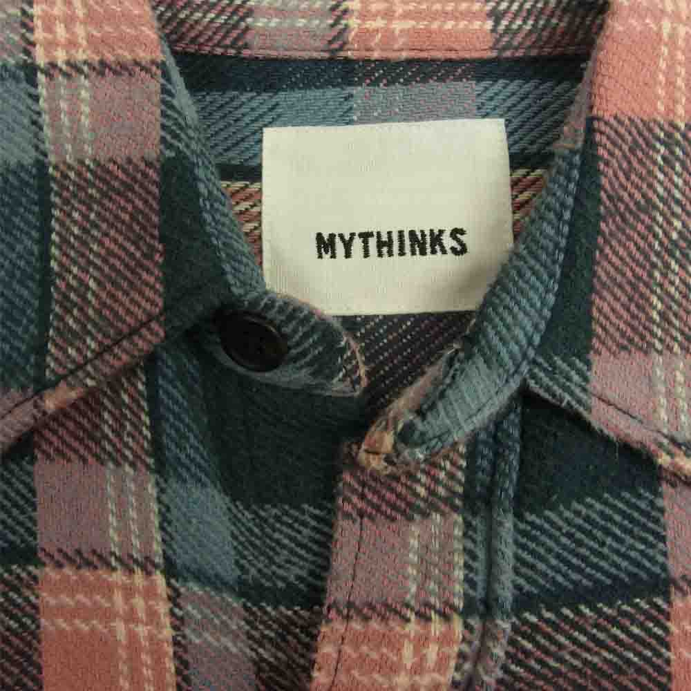 マイシンクス MYTHINKS 長袖 チェック コットン シャツ ネイビー系 M