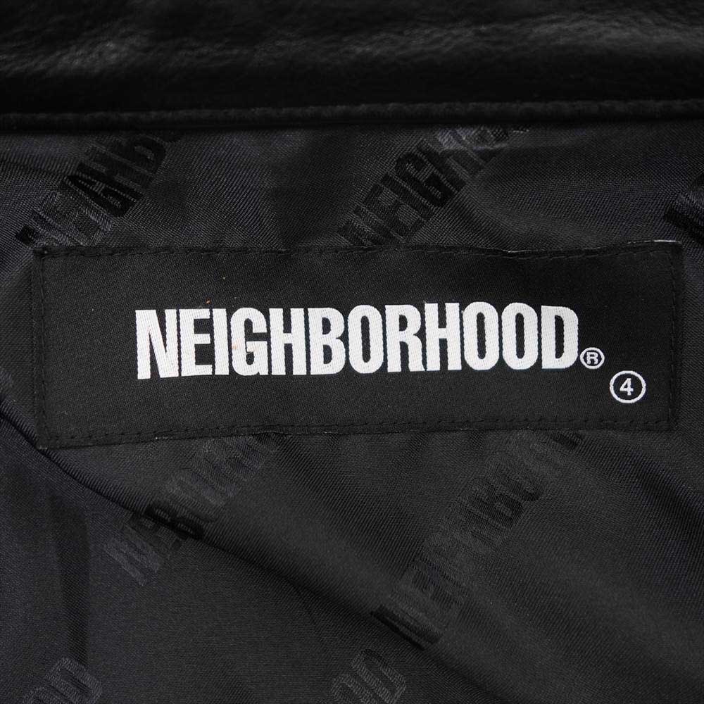 NEIGHBORHOOD ネイバーフッド ジャケット 21AW 212SZNH-JKM01 FLATBUSH / CL-JKT カウレザー  スタンドカラー ダブル ライダース ジャケット ブラック系 4