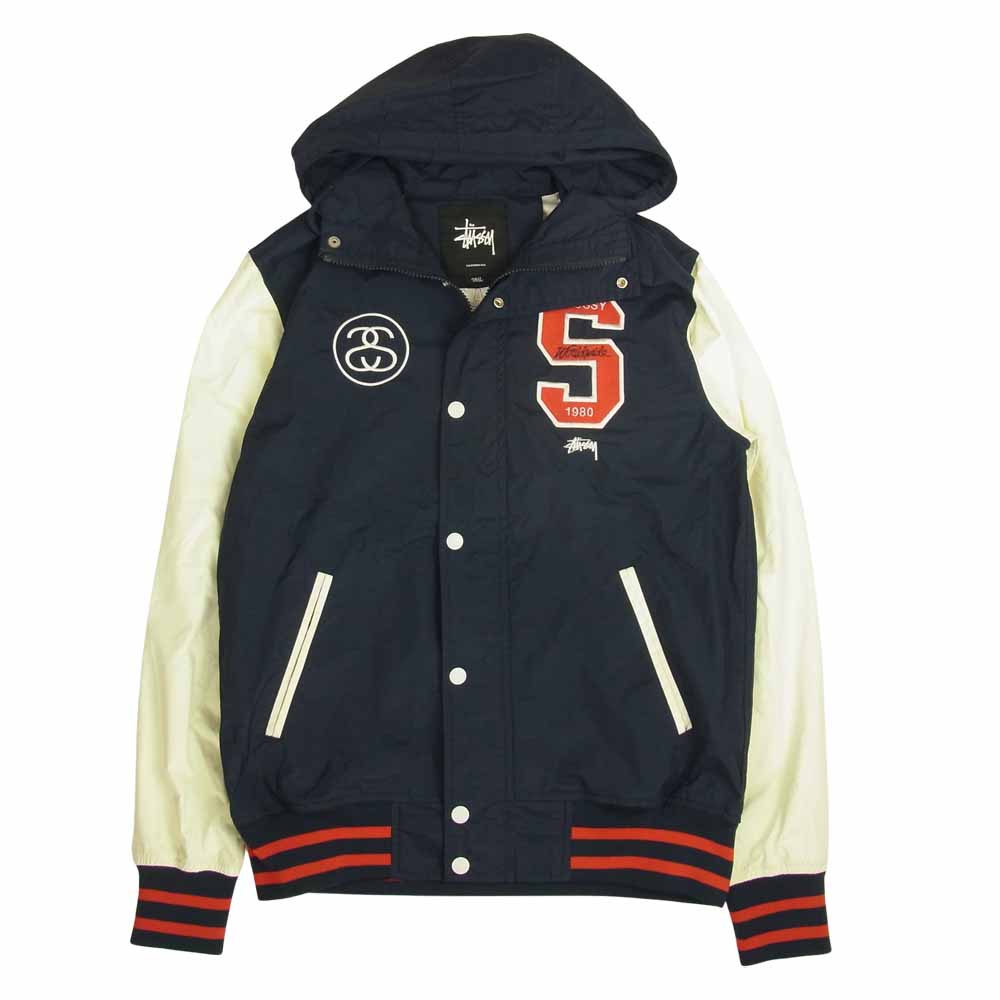 STUSSY ステューシー ジャケット ワッペン ナイロン フード スタジャン