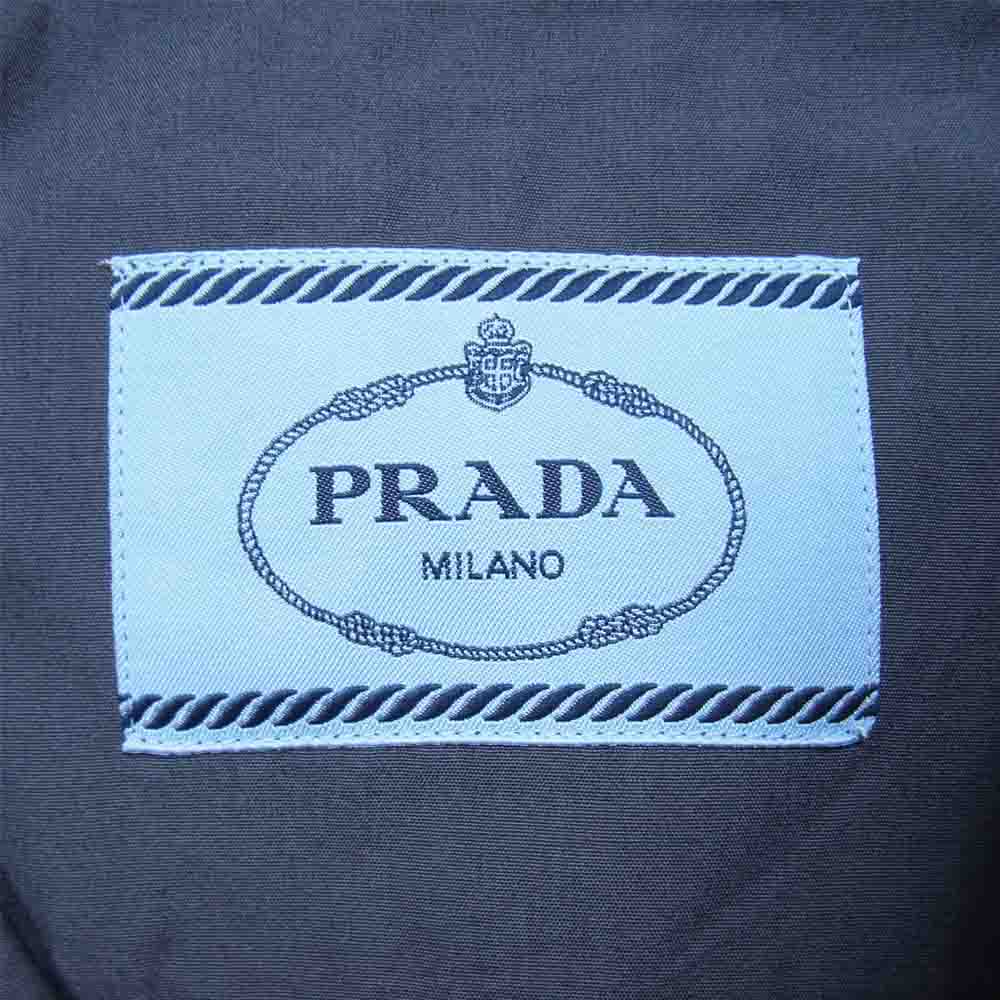 PRADA プラダ 半袖シャツ ACU1 2020 3290 UCS339 S211 1W70 ロゴパッチ コットン オープンカラー 半袖 シャツ  チャコール系 XL【美品】