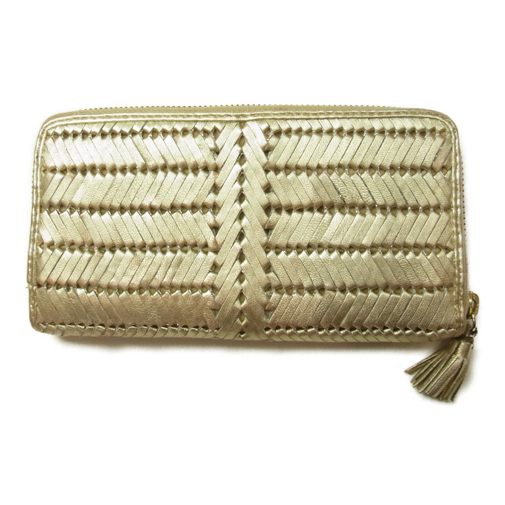 Anya Hindmarch アニヤ・ハインドマーチ 財布 Neeson Purse Gold リボン レザー ロング ウォレット ラウンド