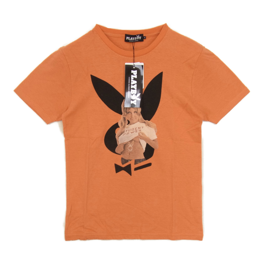 PLAYBOY プレイボーイ ロゴプリントTシャツ オレンジ M - Tシャツ