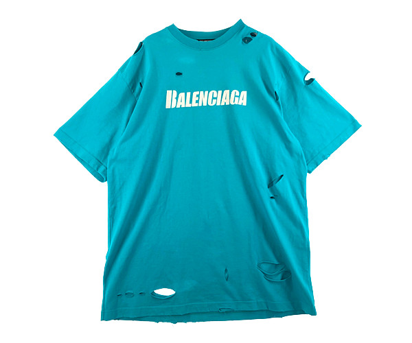 バレンシアガ BALENCIAGA□21SSロゴデストロイTシャツ www