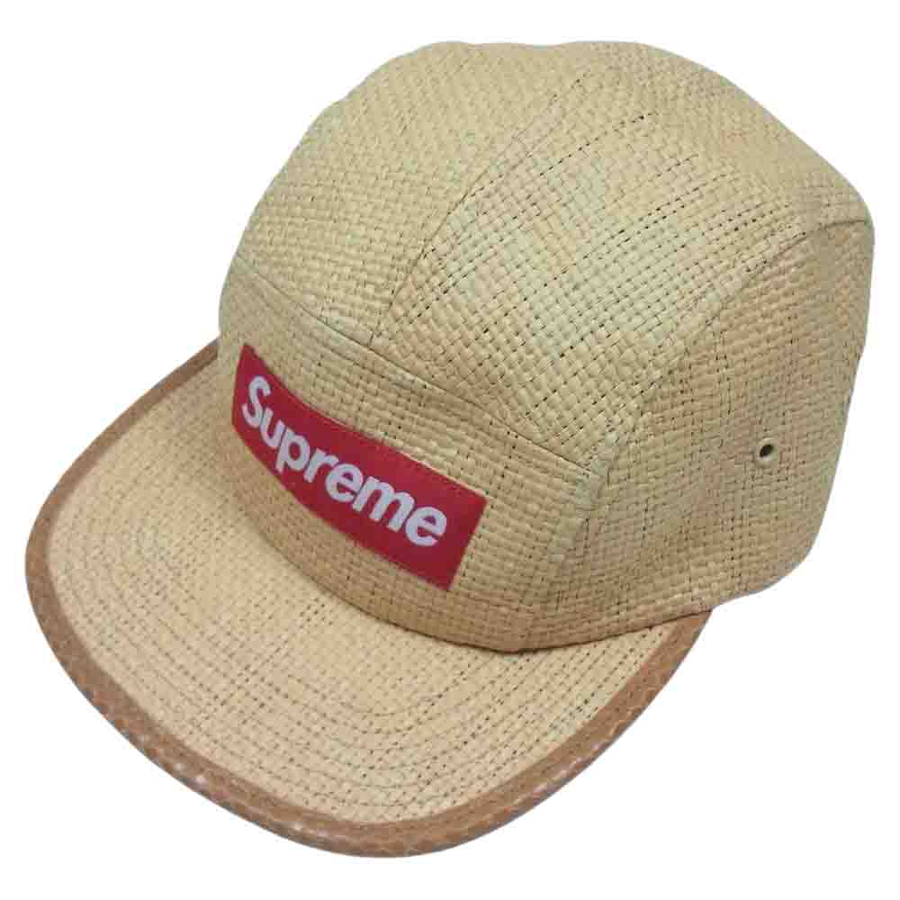 Supreme シュプリーム 帽子 20SS Raffia Camp Cap ラフィア 麦わら ボックスロゴ キャンプ キャップ ライトブラウン系