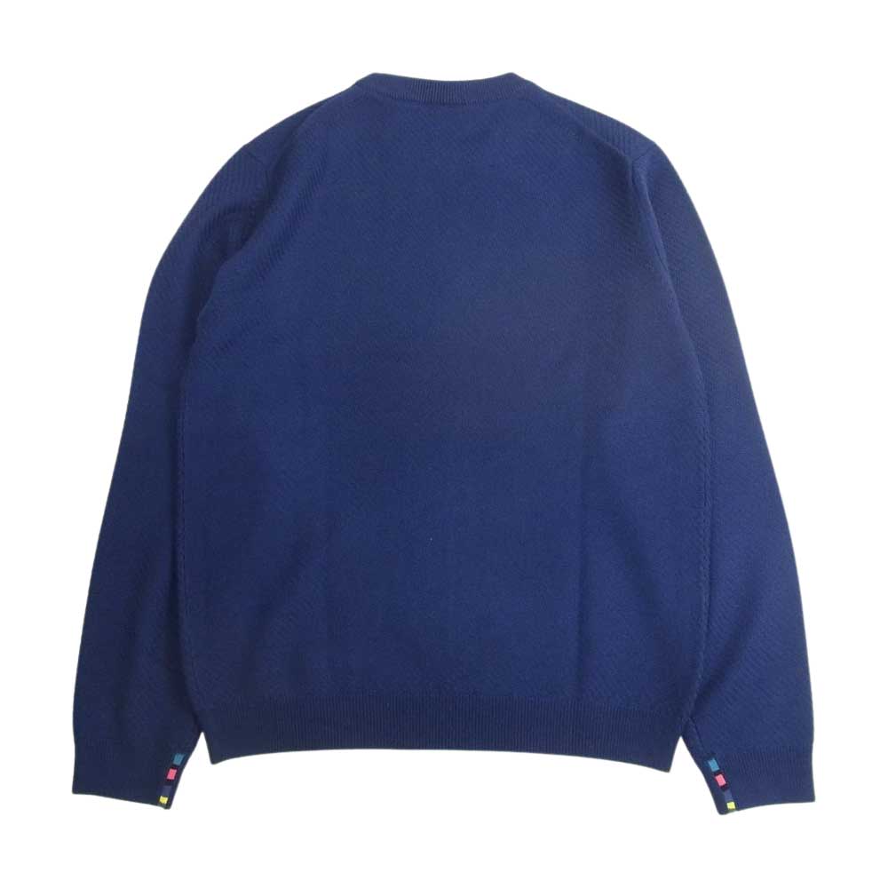 ポールスミス カシュクールバイカラーニットロングワンピース　ネイビー　青　美品 ポールスミス カシュクールバイカラーニットロングワンピース