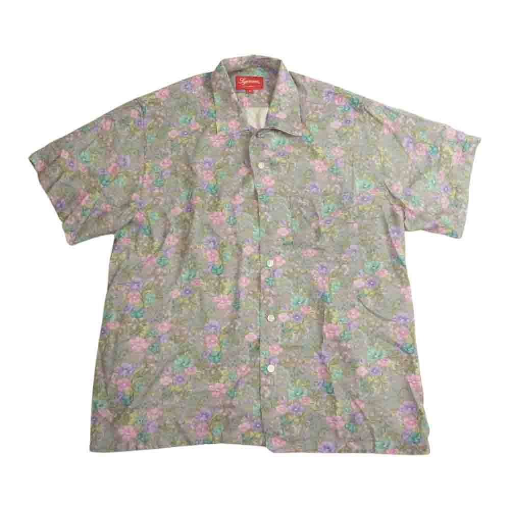 Supreme シュプリーム 半袖シャツ 19SS Mini Floral Rayon S/S Shirt ミニ フローラル レーヨン アロハ 半袖  シャツ グレー系 S【美品】