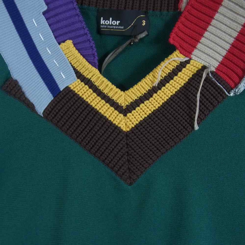 kolor カラー 22SS contrast-collar knit jumpe コントラストカラーポリエステルニットセーター 1 パープル