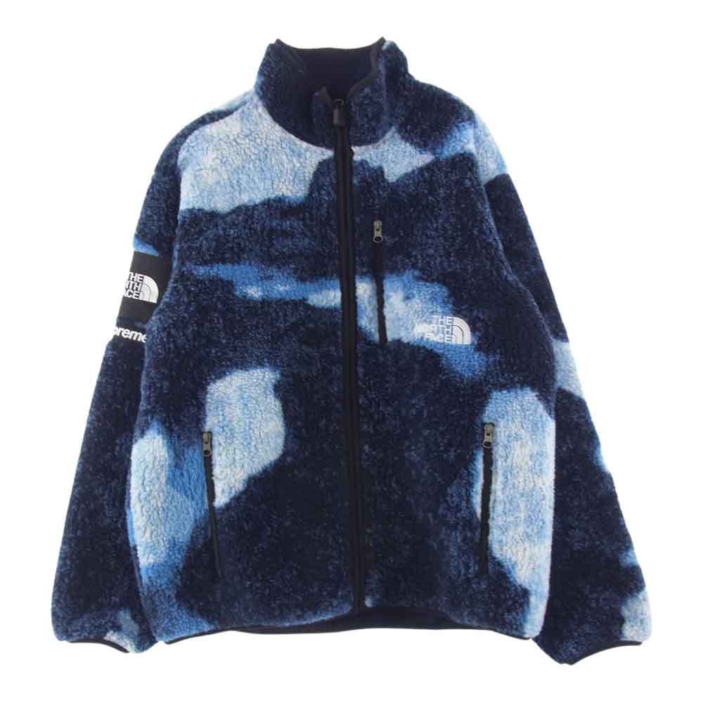 Supreme シュプリーム ジャケット 21AW NA521001 × The North Face Bleached Denim Print  Fleece Jacket Indigo ノースフェイス フリース ジャケット ブルー系 M【美品】